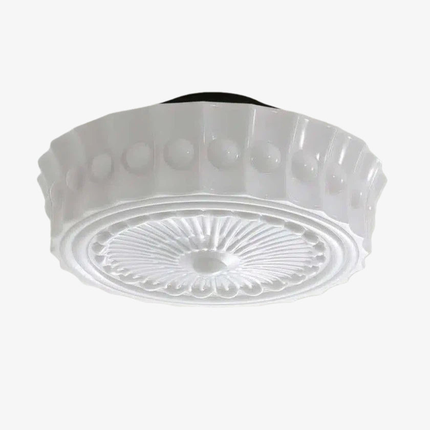 Dretta Vintage Klassieke Ronde Plafondlamp - Gesculpteerde Kunstglas Verlichtingsarmatuur voor Woonkamer U02