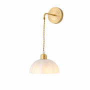 Style B dome shade brass drop cord glass wall sconce