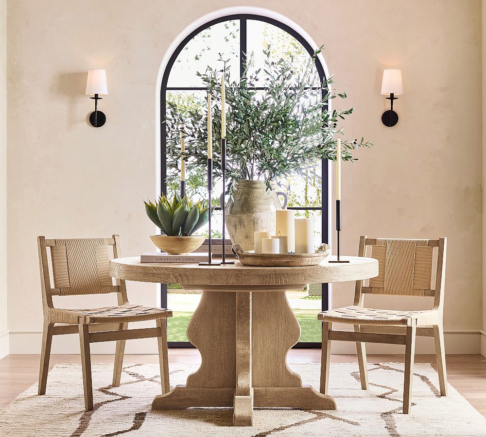 Rowan Bronze or Brass Wall Sconce - Iron Light with White Linen Shade for Home