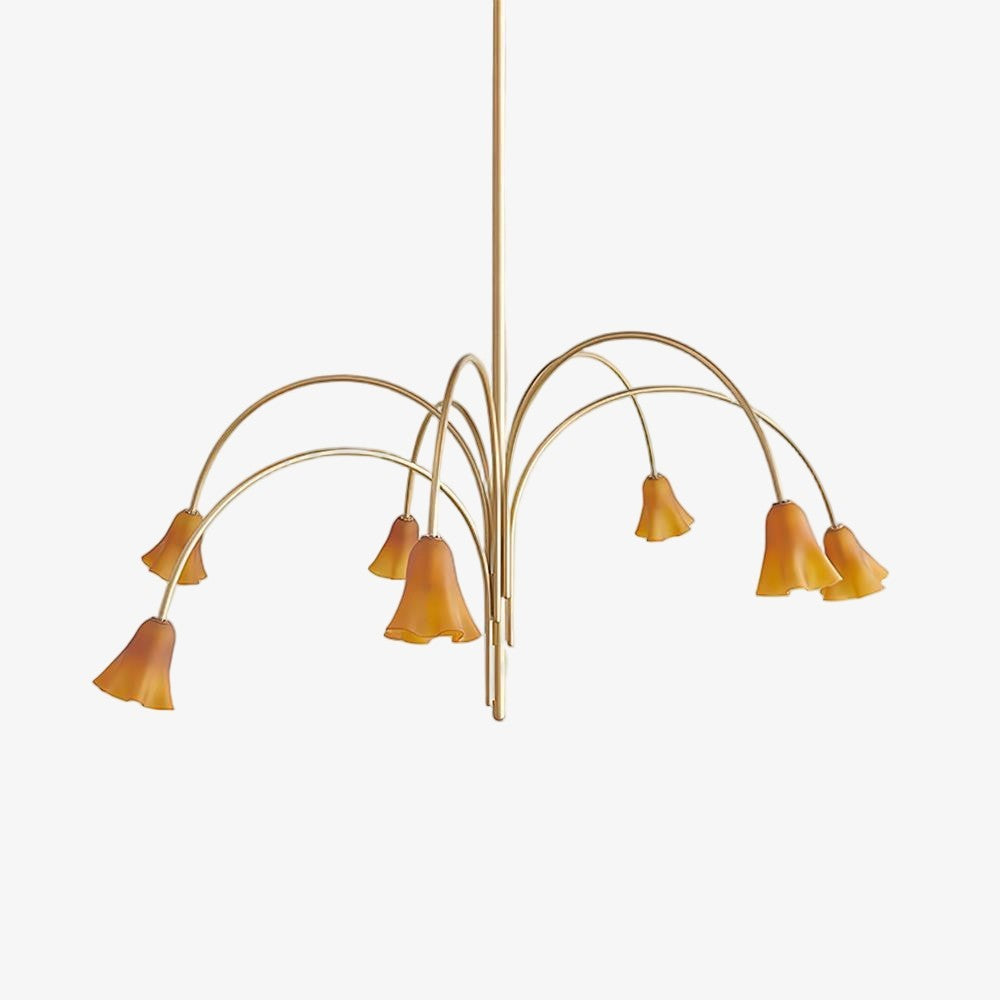Bellina Modern Romantic Chandelier - Botanical Lily Design with Glass Flowers