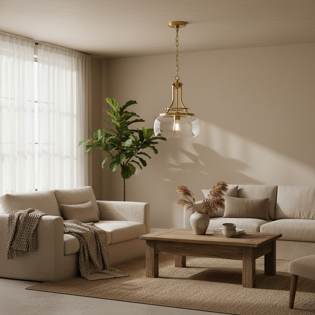 Lirra Vintage Transparante Glazen Koepel Hanglamp - Klassieke Industriële Stijl voor Entree U10