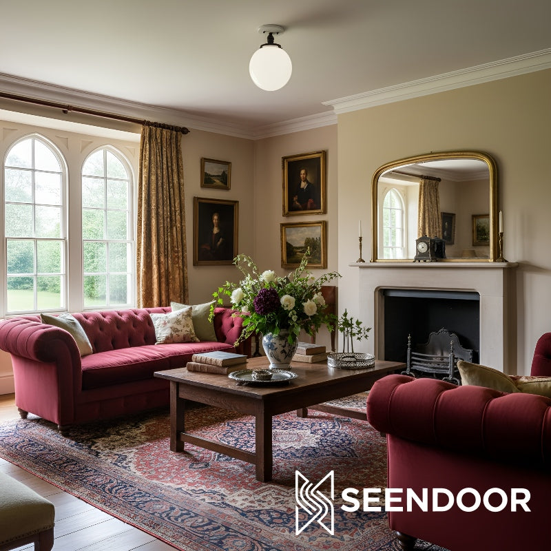 Glorica White Opal Sphere Modern Semi-Flush Light for Bedroom & Entryway