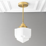Load image into Gallery viewer, Geotower Glass Modern Pendant Light - Skyscraper Design - Brass or Black or Nickel Finish
