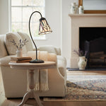 Afbeelding laden in galerijweergave, TF Astoria Tiffany Tafellamp – Gebogen Zwanenhals Arm Art Deco Glazen Kap voor Bureau