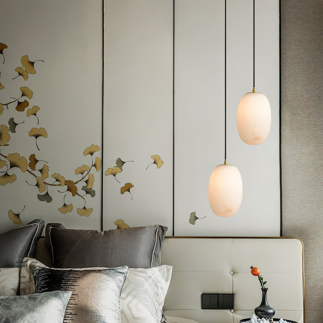 Lampa wisząca nocna z alabastru