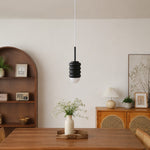 Cargar imagen en el visor de la Galería, Iron Pendant Lamp with Ribbed Shade - Cream Style Light for Bedroom