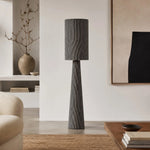 Cargar imagen en el visor de la Galería, Tall gray striped floor lamp in a modern neutral room