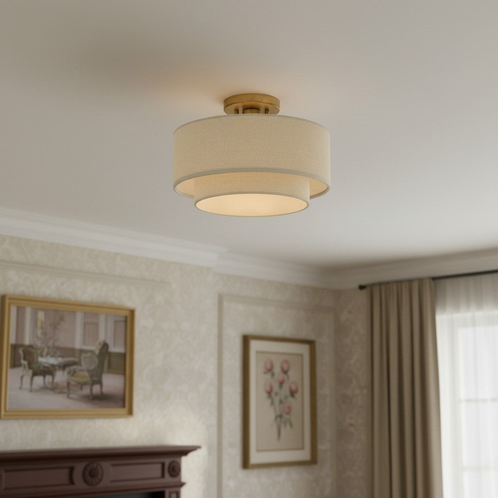 Lumeris Elegante Leinenmischung Design Deckenleuchte mit Modernem Stil für Wohnzimmer