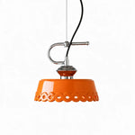 Cargar imagen en el visor de la Galería, Orange metal and ceramic pendant lamp close product angle
