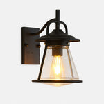 Cargar imagen en el visor de la Galería, Black Glass Outdoor Wall Lantern Sconce