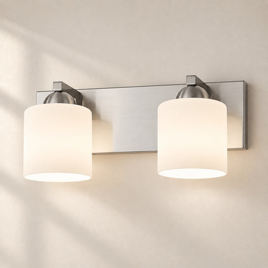 Modern Metal Vanity Light with Glass Shades for Bathrooms