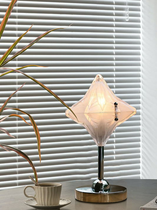 Art Deco Gwiazda Lampa Stołowa - Matowe Szklane Oświetlenie do Nowoczesnych Sypialni - Astris Lyra