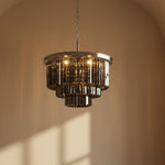 Afbeelding laden in galerijweergave, Aurevon Kristallen Prisma Metalen Frame Moderne Plafondkroonluchter voor Huis en Hotel