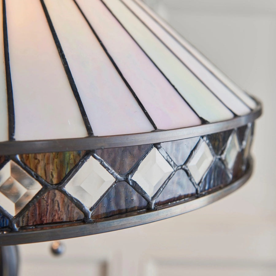 TiffStar kunstglas vloerlamp met sierlijke patroonlampenkap – staande lamp voor woonkamers