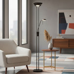 Load image into Gallery viewer, Linexis Art Deco Metal &amp; Opal Glass Floor Lamp – Dual-Light Design for Modern Interiors