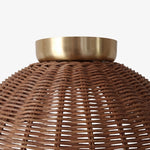 Charger l'image dans la visionneuse de la galerie, Welanery Lampe Rustique en Bambou Tissé - Lampe Murale ou Plafonnier en Verre pour Salon et Couloir