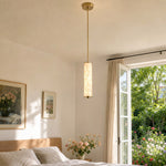 Load image into Gallery viewer, Nacrelith Capiz Shell Cylinder Brass Pendant Light - Nordic Bedroom Lighting