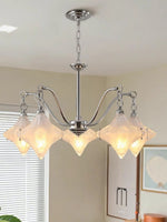 Load image into Gallery viewer, Art Deco Astris Star Chandelier – Frosted Glass Deco Fixture for Dining Room
