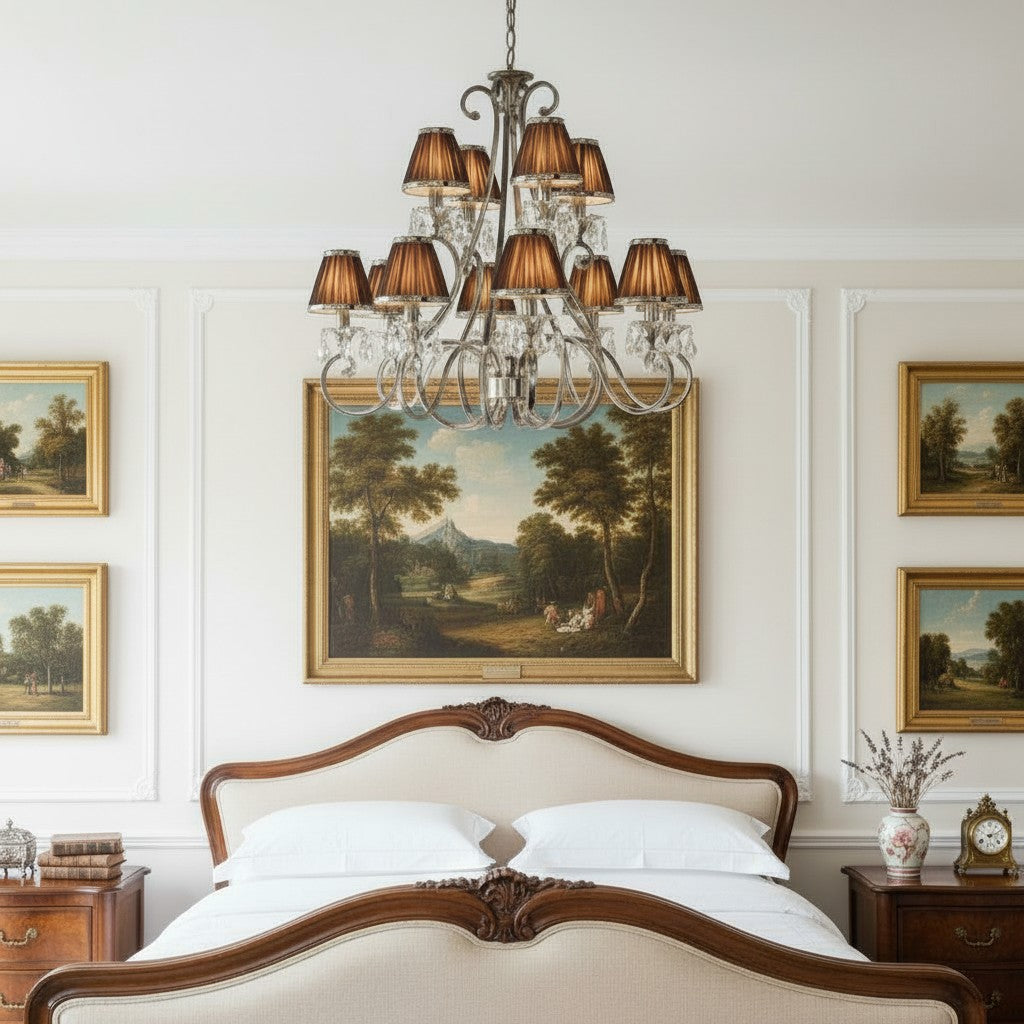 Talonis Mehrfach-Leuchten Stoff Kronleuchter - Elegante Metall gebogene Arme für Esszimmer und Wohnzimmer