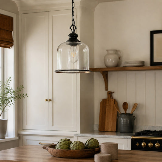 Vintage Glass Metal Pendant Light