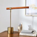 Load image into Gallery viewer, Moss Modern Linear Wood LED Table Lamp – Adjustable Swivel, USB Charging
