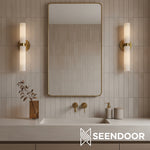 Load image into Gallery viewer, Rivora Ribbed Glass Double Wall Lamp Modern Accent for Hallway &amp; Bathroom
