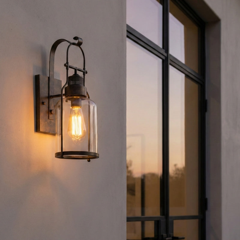 Applique Industriale Ivoran per Parete a Cilindro - Design con Paralume in Vetro, Illuminazione Moderna da Parete U12