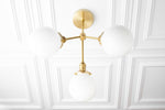 Load image into Gallery viewer, Glorica Glass Chandelier - Brass Globe Ceiling Light with Opal Shade

