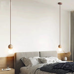 Carica l'immagine nella visualizzazione Galleria, Lampada a Sospensione LED Retro Minimalista in Pietra di Travertino Crema