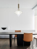 Load image into Gallery viewer, Art Deco Astris Elara Star Pendant Light – Frosted Glass Pendant with Geometric Style
