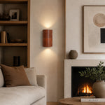 Cargar imagen en el visor de la Galería, Brown leather wall sconce installed near a fireplace