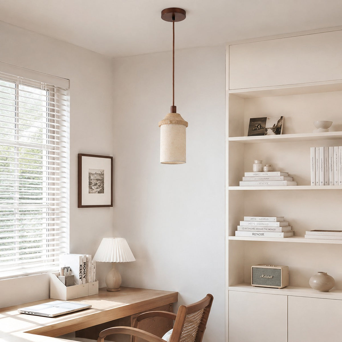 Travertine Pendant Light with Natural Stone Texture
