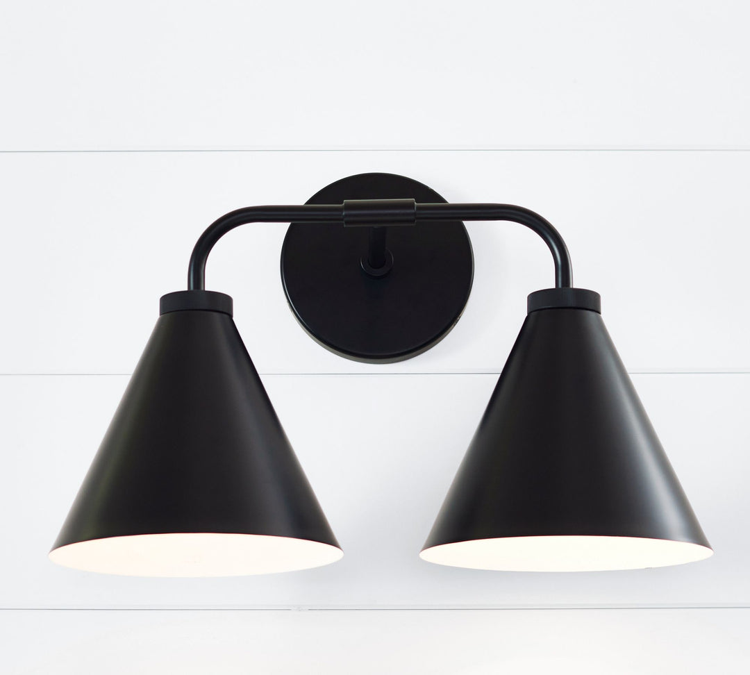 Korvi Iron Tapered Sconce Light - Wall Fixture in Black or Brass