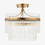 Afbeelding laden in galerijweergave, RibGlow antiek messing 3-licht plafondlamp met helder glas - hal of slaapkamer