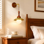 Cargar imagen en el visor de la Galería, Japanese retro wall sconce installed above a bedside table beside a warm wood bed