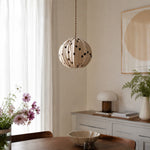 Cargar imagen en el visor de la Galería, Cream polka dot pendant light near a bright window