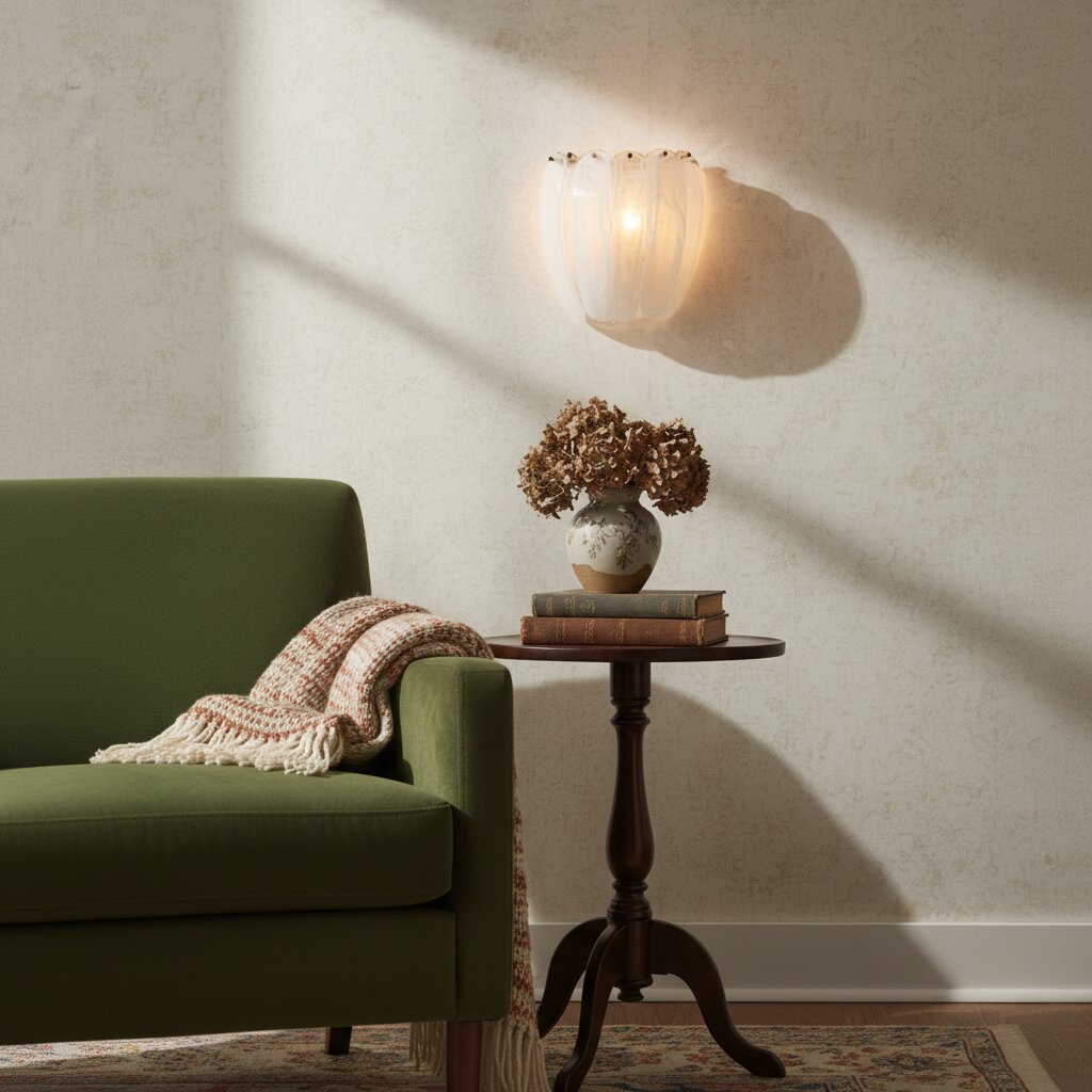 Velora Alabaster Tinten Gebogen Glazen Wandlamp - Sculpturaal Elegante Metalen Details voor Slaapkamer of Hal