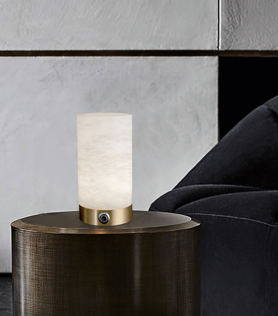 Lampe de table en albâtre Totem (batterie intégrée)