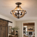 Load image into Gallery viewer, Distressed wood and rust ceiling light scene 3