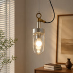 Cargar imagen en el visor de la Galería, Vintage industrial clear glass pendant light interior and detail image