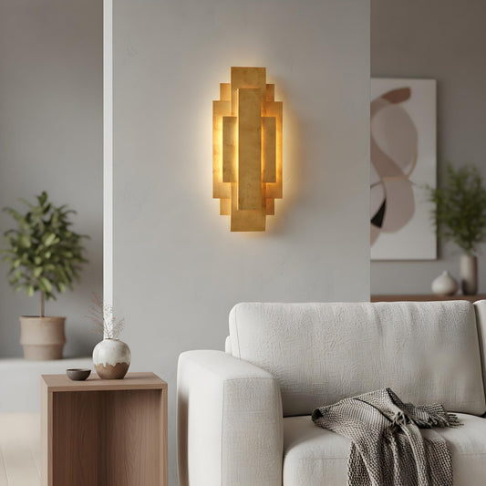 Lámpara de Pared Rectangular Kelsar - Acabados en Oro y Plata para Sala o Dormitorio