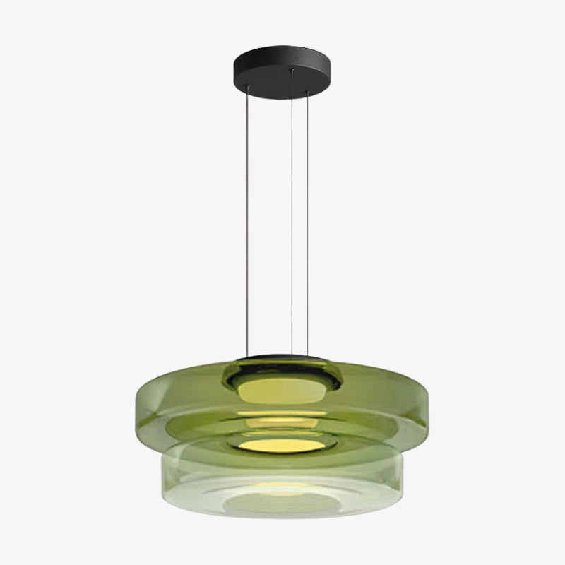 Lámpara colgante de vidrio multicapa contemporánea Nora - Luz colgante ajustable para sala de estar o isla de cocina