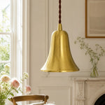 Carica l'immagine nella visualizzazione Galleria, Natural brass bell pendant light in a bright dining room