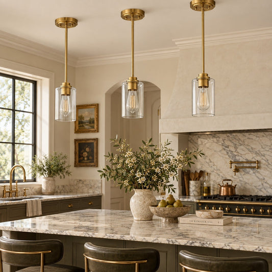 Modern Clear Glass Pendant Light for Kitchen Island and Foyer