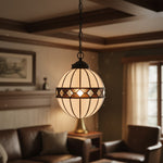Afbeelding laden in galerijweergave, TF Fargo Tiffany-stijl Globe-hanglamp – met de hand vervaardigde kunstglazen bolverlichting voor keukeneiland