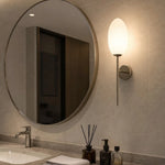 Cargar imagen en el visor de la Galería, Milk glass wall sconce beside a round mirror
