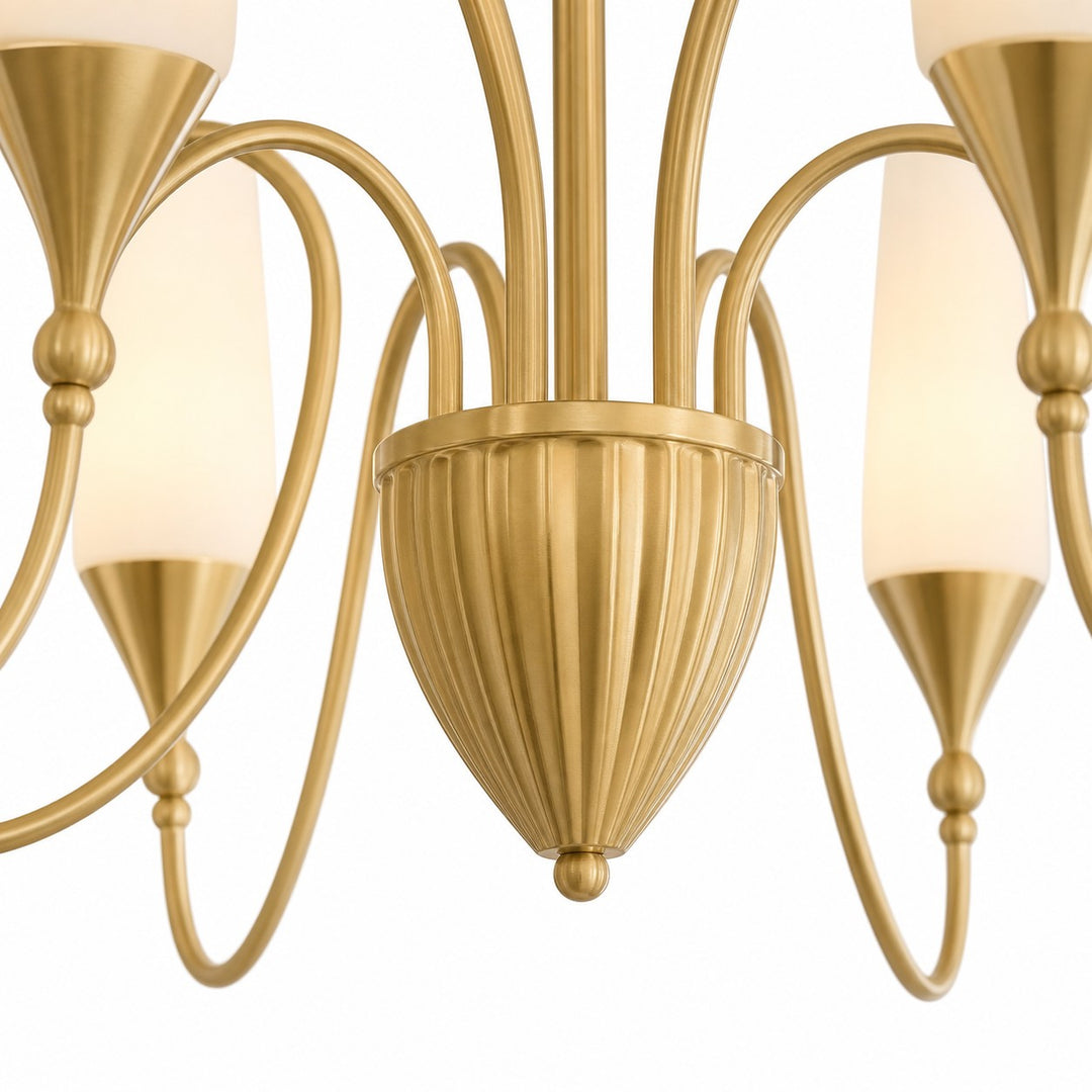 Lustre français en cuivre et verre pour salle à manger