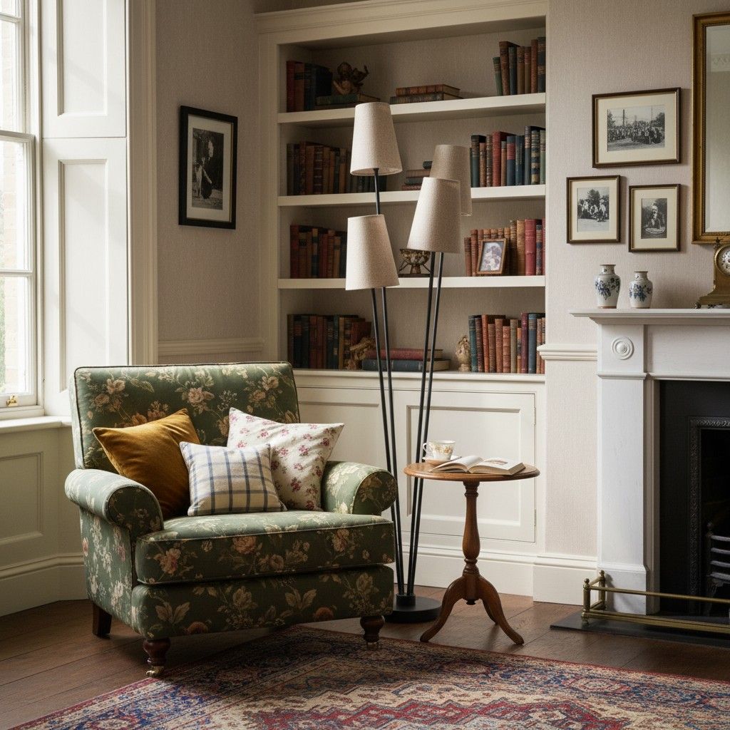 Lámpara de pie Duova de 4 luces – Lámpara de pie con pantalla de tela para rincones de lectura o espacios de estar