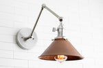 Load image into Gallery viewer, Conique Metal Industrial Wall Sconce with Adjustable Arm - Vintage Copper Cone Shade for Task Lighting
