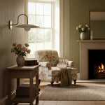 Load image into Gallery viewer, Curva Metal Modern Wall Sconce - Antique Brass Arm with Cream Disc Shade
